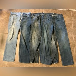 7 For All Mankind & Lucky Brand Jeans 32 Four Pairs